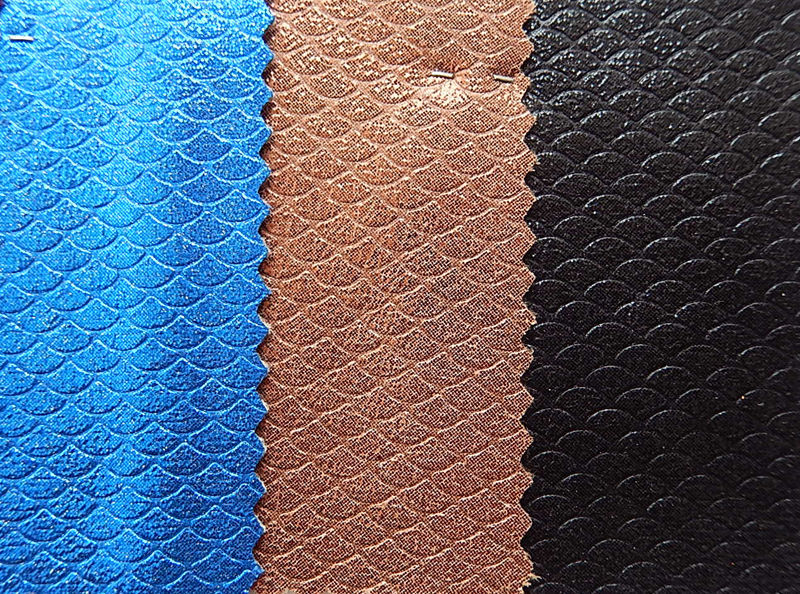 廠家直銷經編復合仿棉絨皮革 金屬魚鱗紋人造革解析